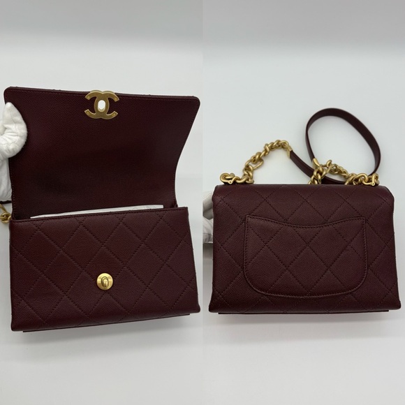 Authentic NEW Chanel burgundy caviar chunky chain handbag - Picture 5 of 14